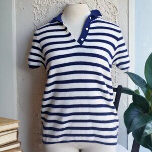 NEW TAGS J Crew Demylee Women's Sweater S Cashmere Blue/White S/S RARE Sold Out